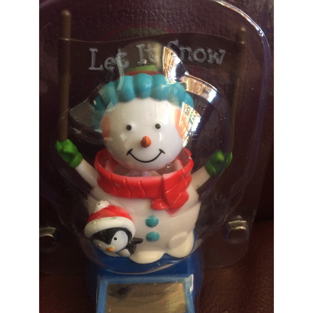 NEW Solar Powered Dancing Winter Let it Snow Snowman Frosty Penguin Bobble Head! - Picture 2 of 3